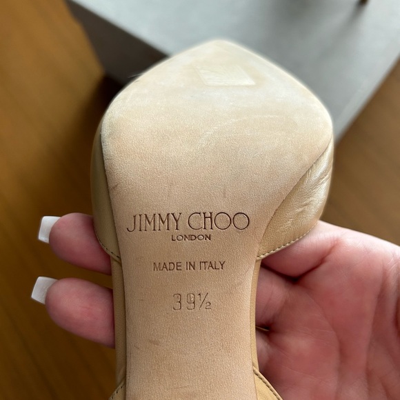 Jimmy Choo D’Orsay Addison Beige Leather Heels - Picture 5 of 10